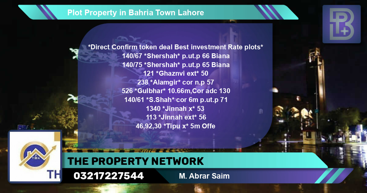 Residential Plot for Sale in Bahria Town, Lahore - (BP-53621)