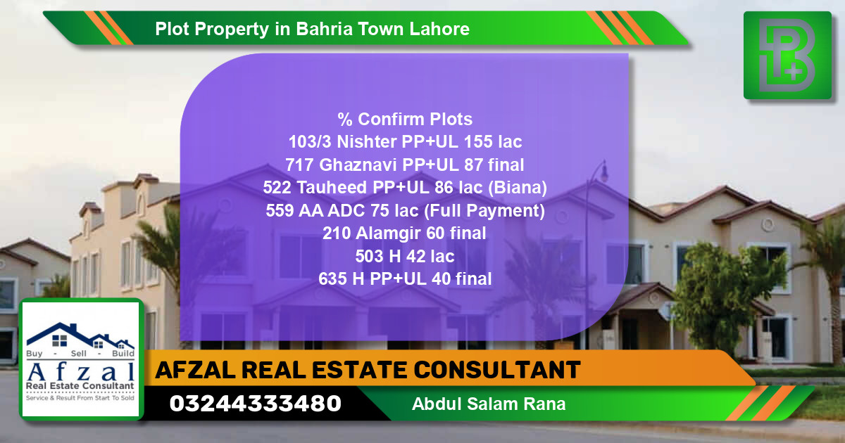 Residential Plot for Sale in Bahria Town, Lahore - (BP-53665)