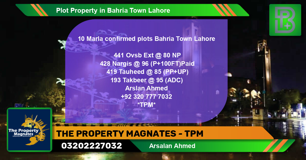 Residential Plot for Sale in Bahria Town, Lahore - (BP-53684)