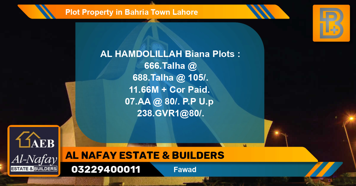 Residential Plot for Sale in Bahria Town, Lahore - (BP-53702)