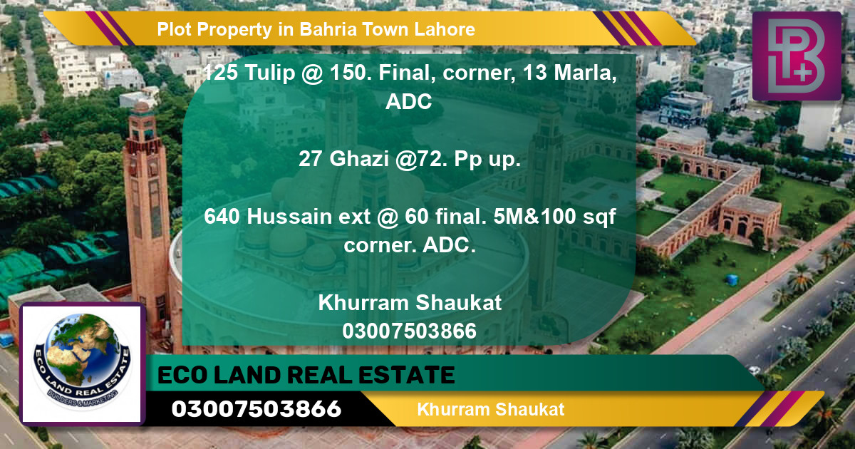 Residential Plot for Sale in Bahria Town, Lahore - (BP-53736)