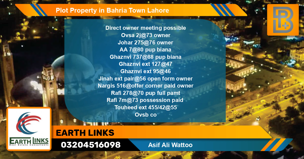 Residential Plot for Sale in Bahria Town, Lahore - (BP-53754)