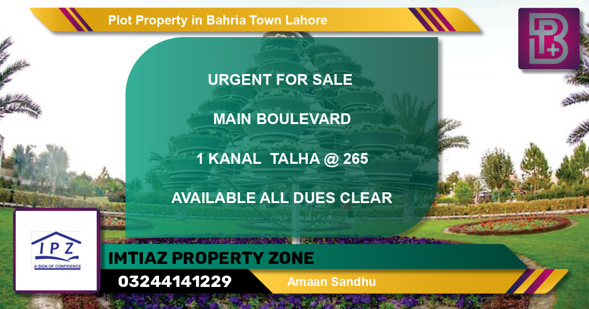 Residential Plot for Sale in Bahria Town, Lahore - (BP-53755)
