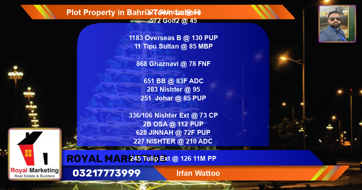 Residential Plot for Sale in Bahria Town, Lahore - (BP-53781)