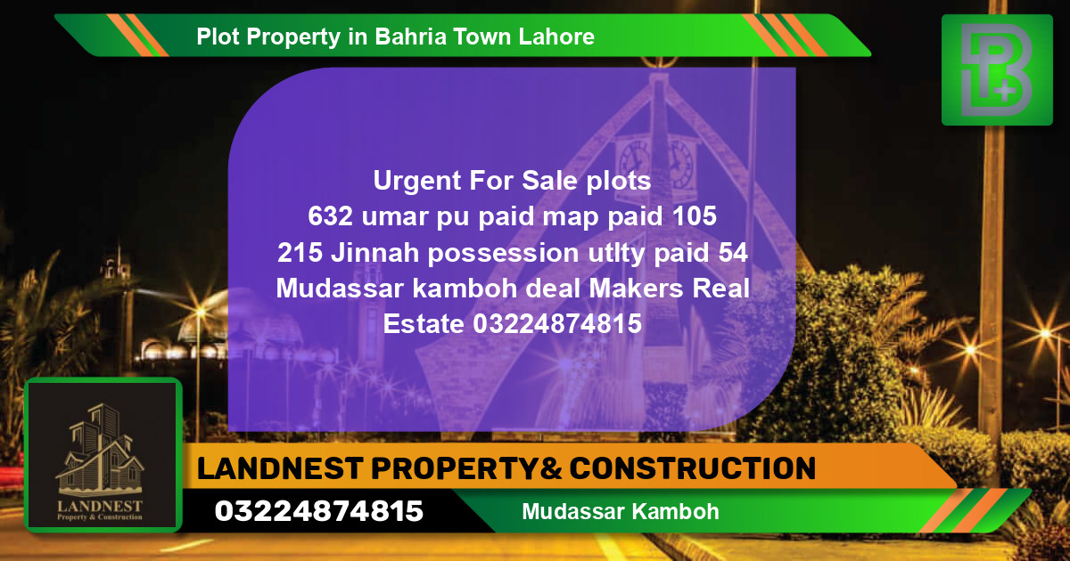 Residential Plot for Sale in Bahria Town, Lahore - (BP-53785)