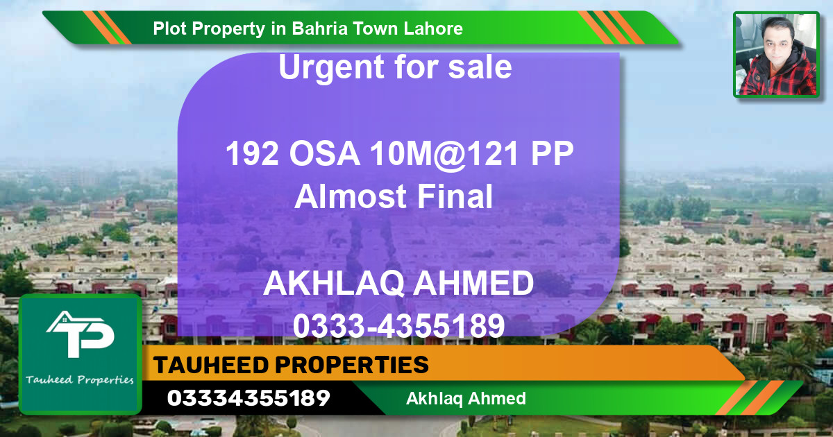 Residential Plot for Sale in Bahria Town, Lahore - (BP-53840)