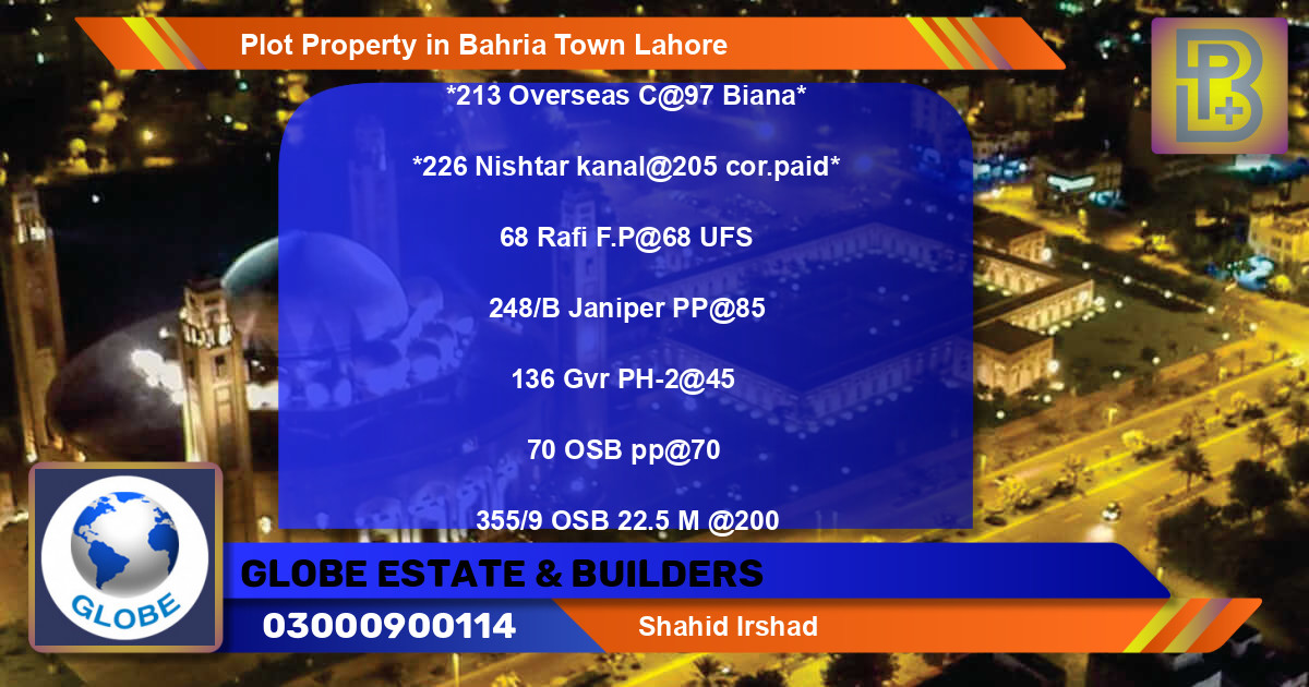 Residential Plot for Sale in Bahria Town, Lahore - (BP-53860)