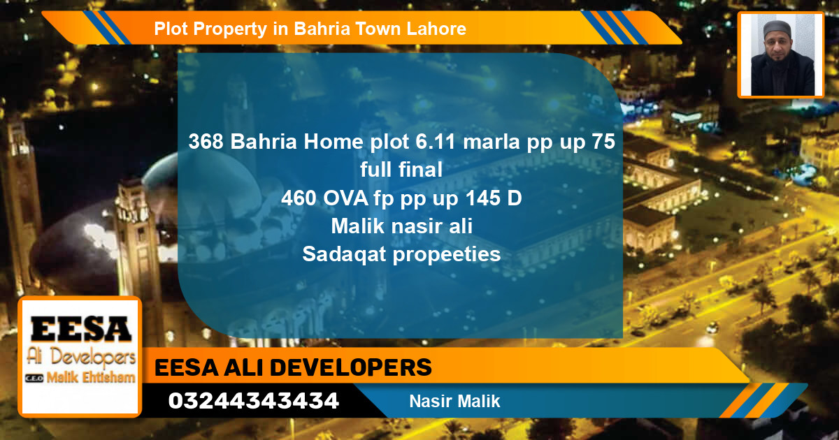 Residential Plot for Sale in Bahria Town, Lahore - (BP-53872)