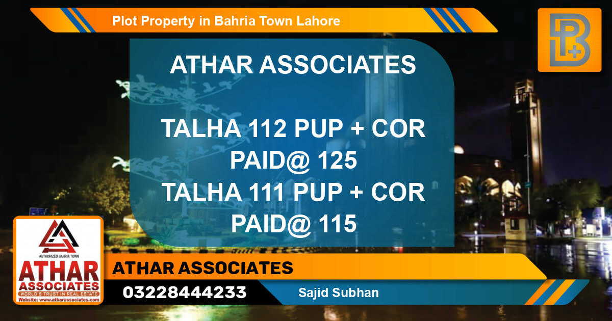 Residential Plot for Sale in Bahria Town, Lahore - (BP-53886)