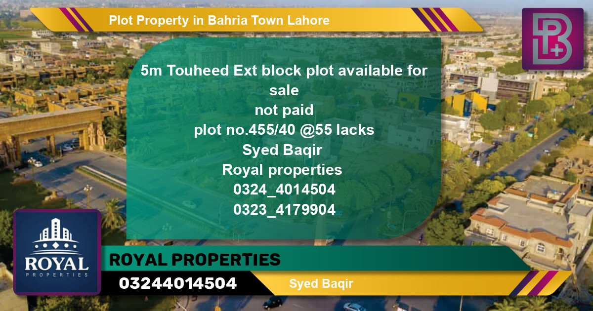 Residential Plot for Sale in Bahria Town, Lahore - (BP-53893)