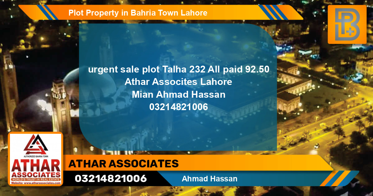Residential Plot for Sale in Bahria Town, Lahore - (BP-53923)