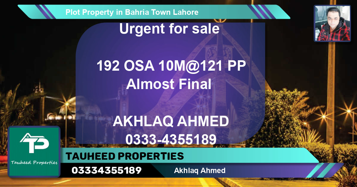 Residential Plot for Sale in Bahria Town, Lahore - (BP-53926)