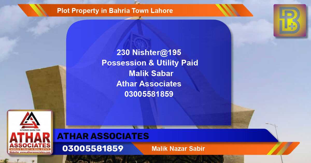 Residential Plot for Sale in Bahria Town, Lahore - (BP-53936)
