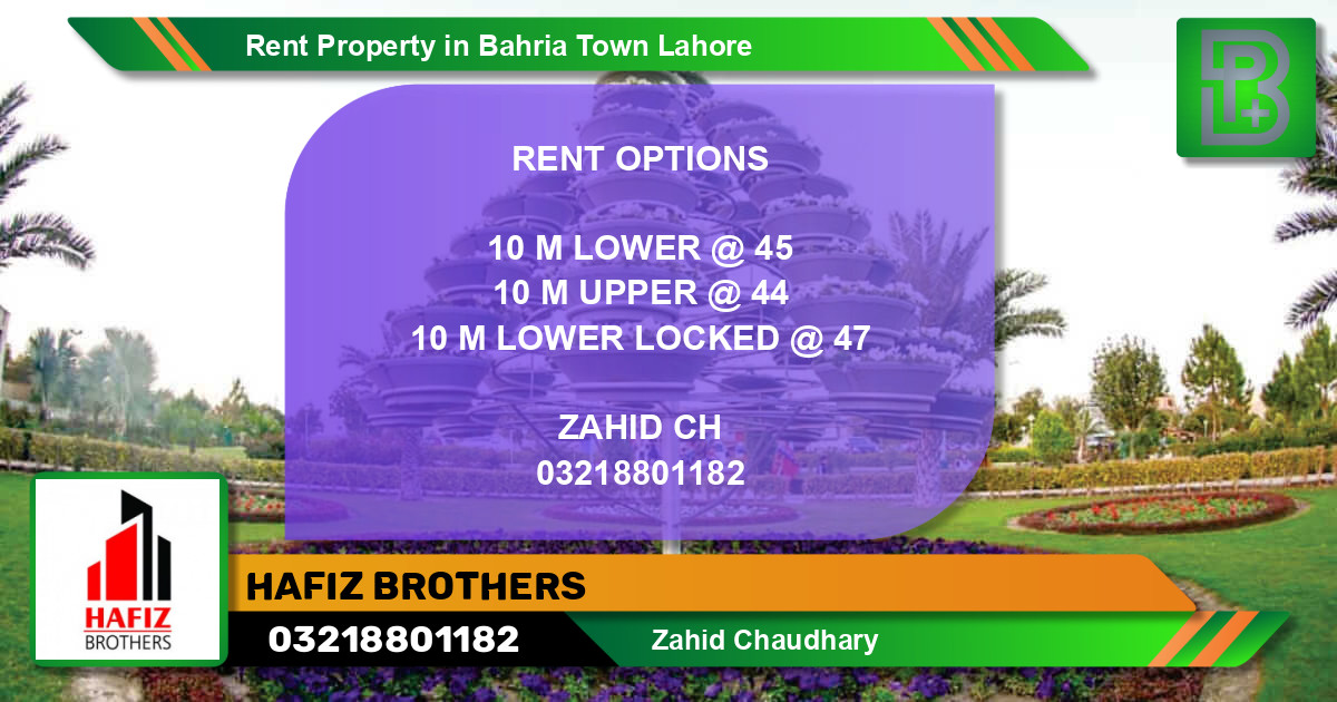 Residential Property for Rent in Bahria Town, Lahore - (BP-53969)