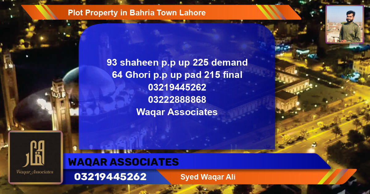 Residential Plot for Sale in Bahria Town, Lahore - (BP-53981)