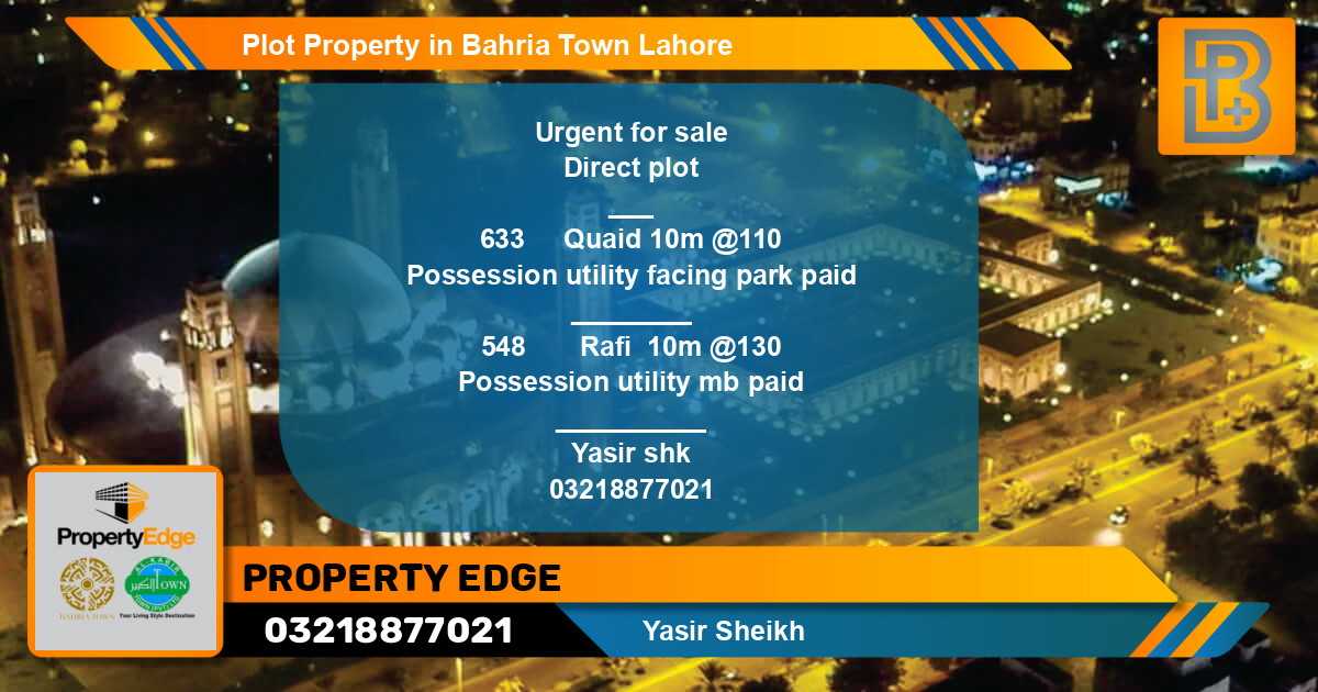 Residential Plot for Sale in Bahria Town, Lahore - (BP-53982)