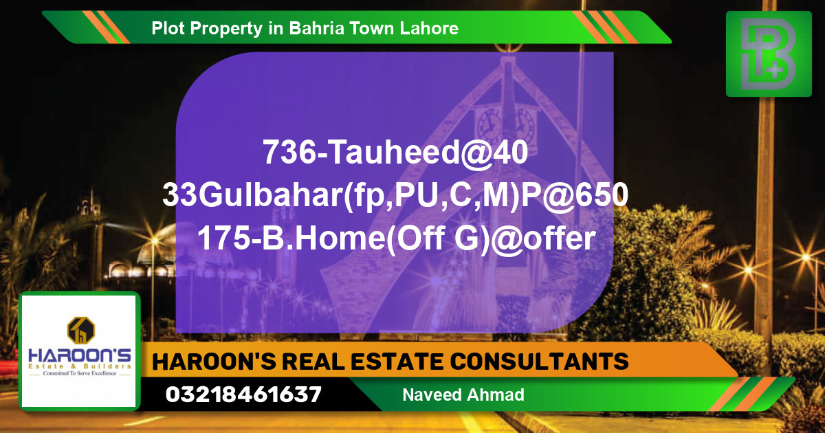 Residential Plot for Sale in Bahria Town, Lahore - (BP-53989)