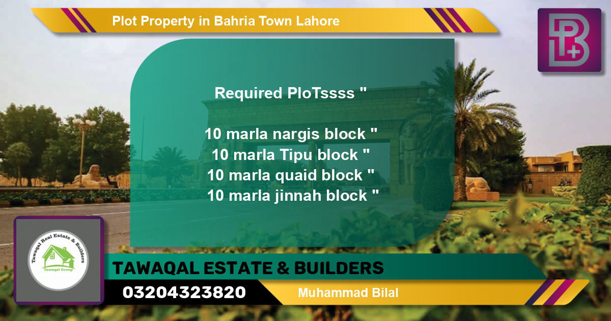 Residential Plot for Sale in Bahria Town, Lahore - (BP-54049)