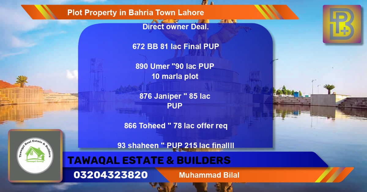 Residential Plot for Sale in Bahria Town, Lahore - (BP-54050)