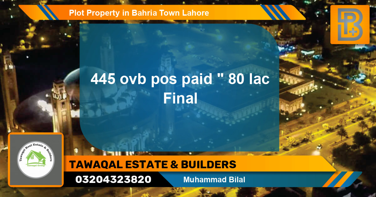 Residential Plot for Sale in Bahria Town, Lahore - (BP-54052)