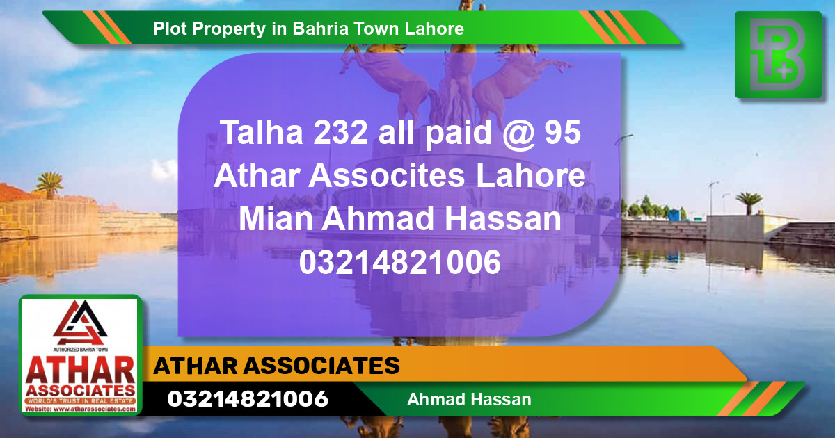 Residential Plot for Sale in Bahria Town, Lahore - (BP-54068)
