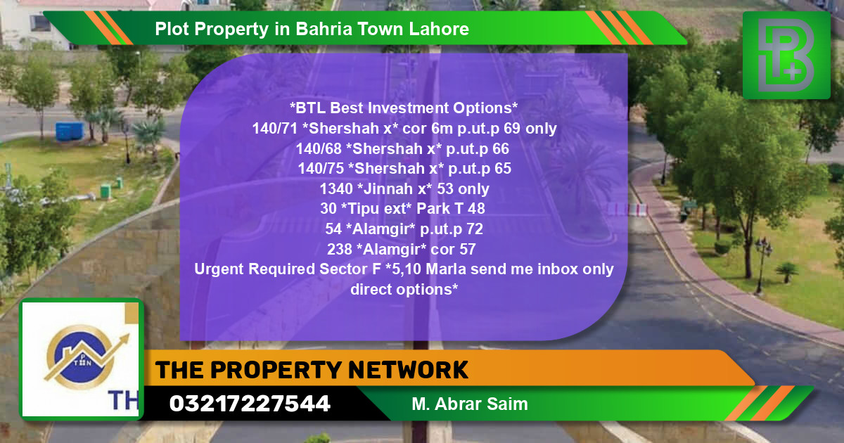 Residential Plot for Sale in Bahria Town, Lahore - (BP-54089)