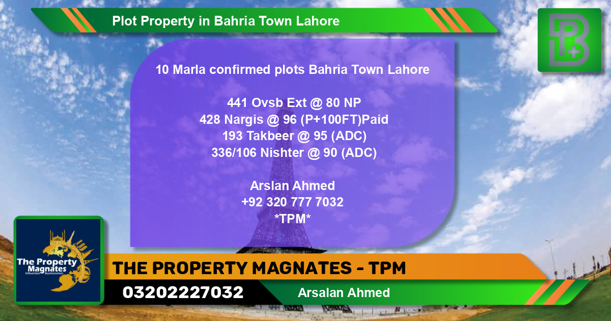Residential Plot for Sale in Bahria Town, Lahore - (BP-54117)