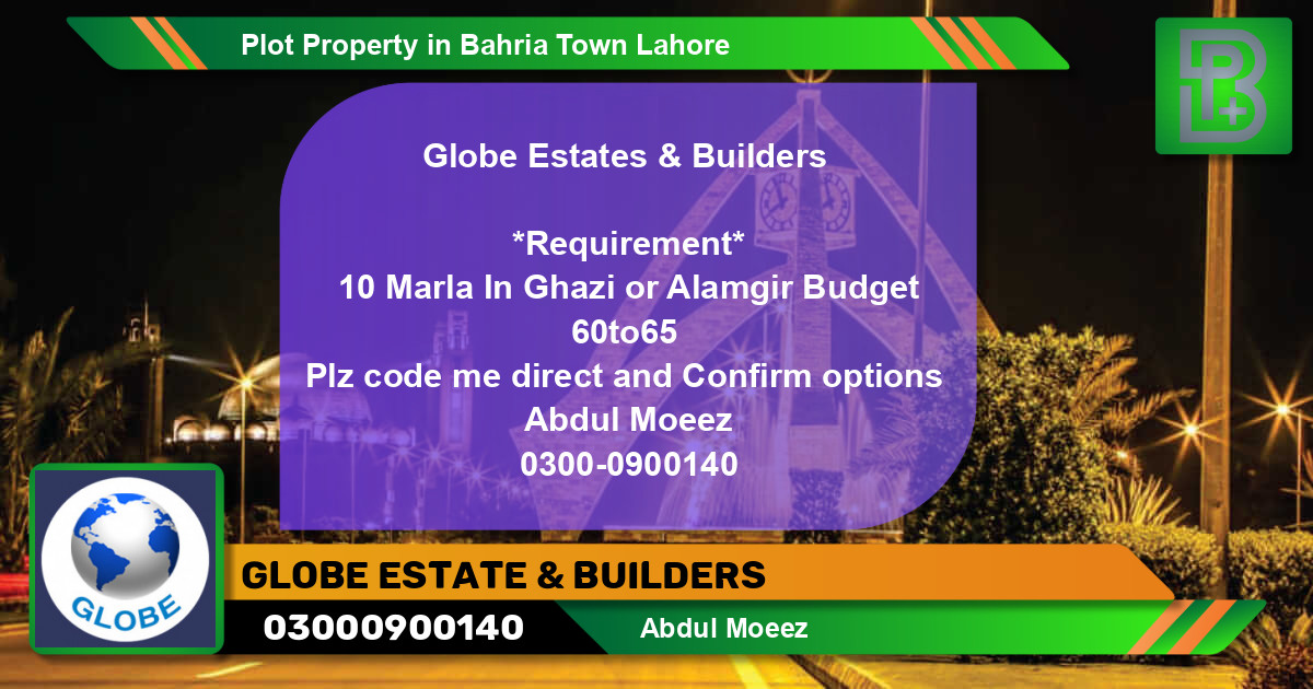 Residential Plot for Sale in Bahria Town, Lahore - (BP-54125)
