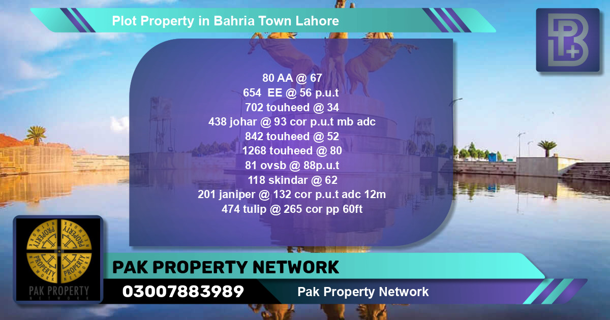 Residential Plot for Sale in Bahria Town, Lahore - (BP-54127)