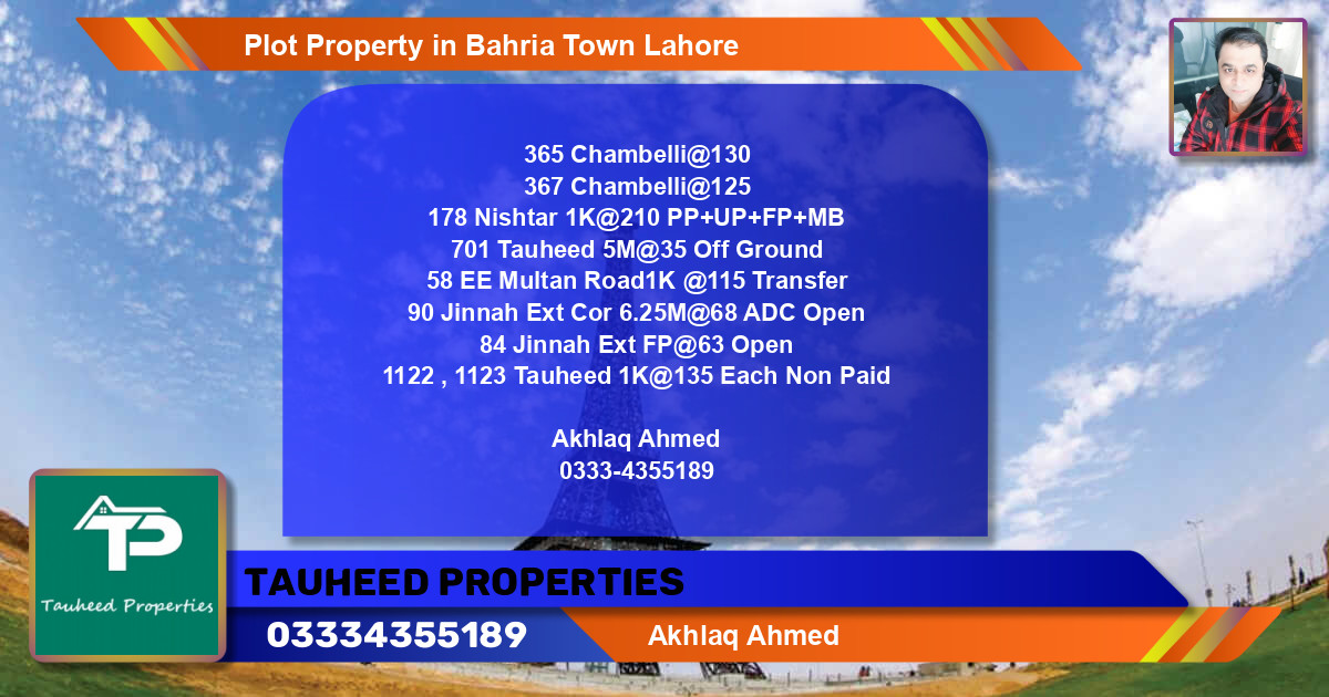 Residential Plot for Sale in Bahria Town, Lahore - (BP-54156)