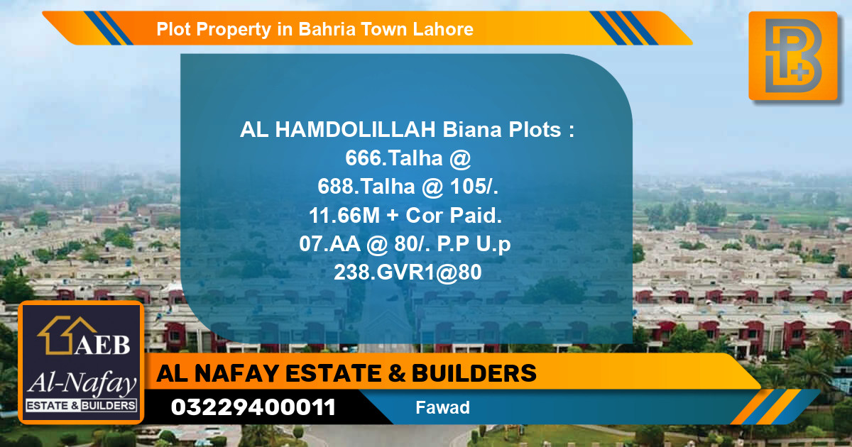 Residential Plot for Sale in Bahria Town, Lahore - (BP-54163)