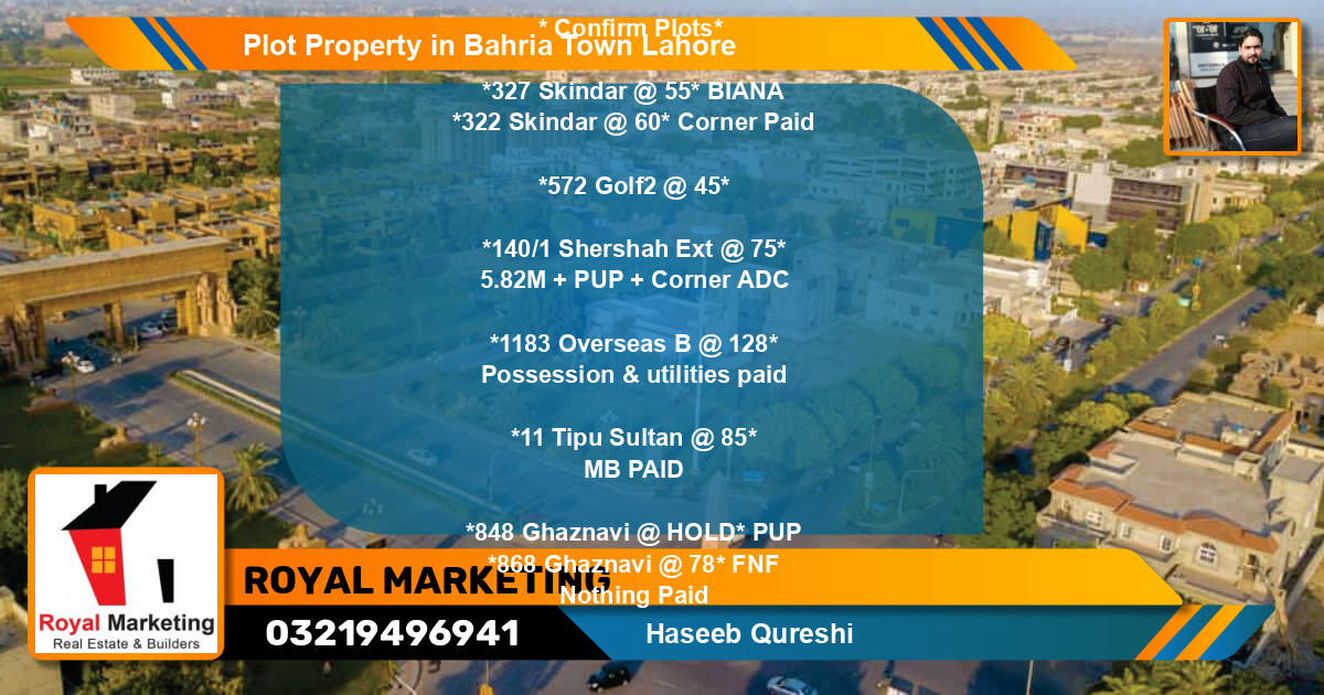 Residential Plot for Sale in Bahria Town, Lahore - (BP-54183)