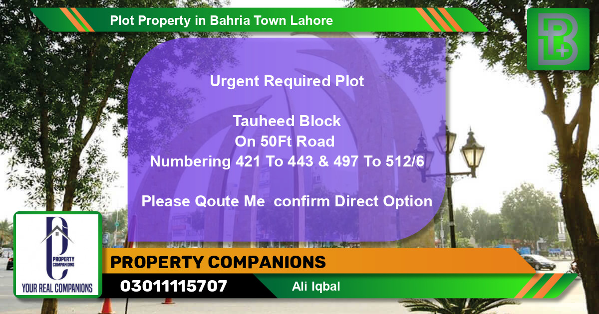 Residential Plot for Sale in Bahria Town, Lahore - (BP-54199)
