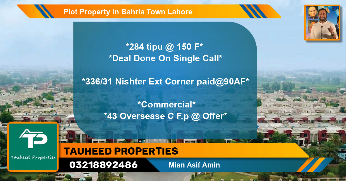 Commercial Plot for Sale in Bahria Town, Lahore - (BP-54293)