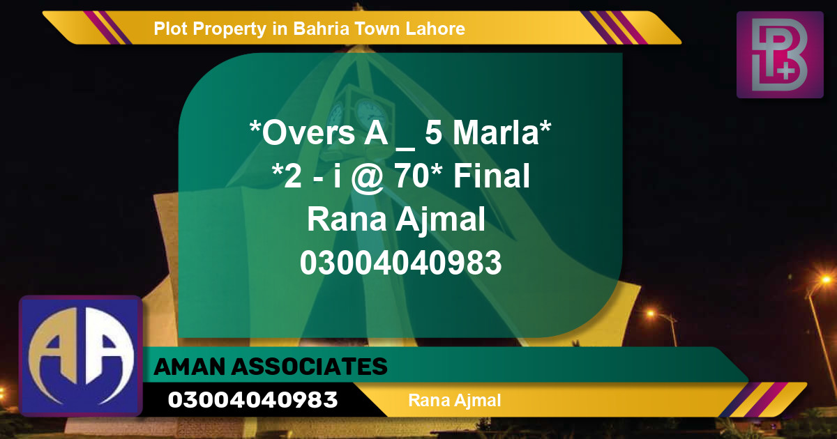 Residential Plot for Sale in Bahria Town, Lahore - (BP-54325)