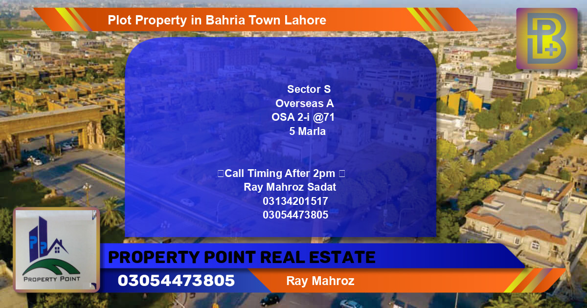 Residential Plot for Sale in Bahria Town, Lahore - (BP-54330)
