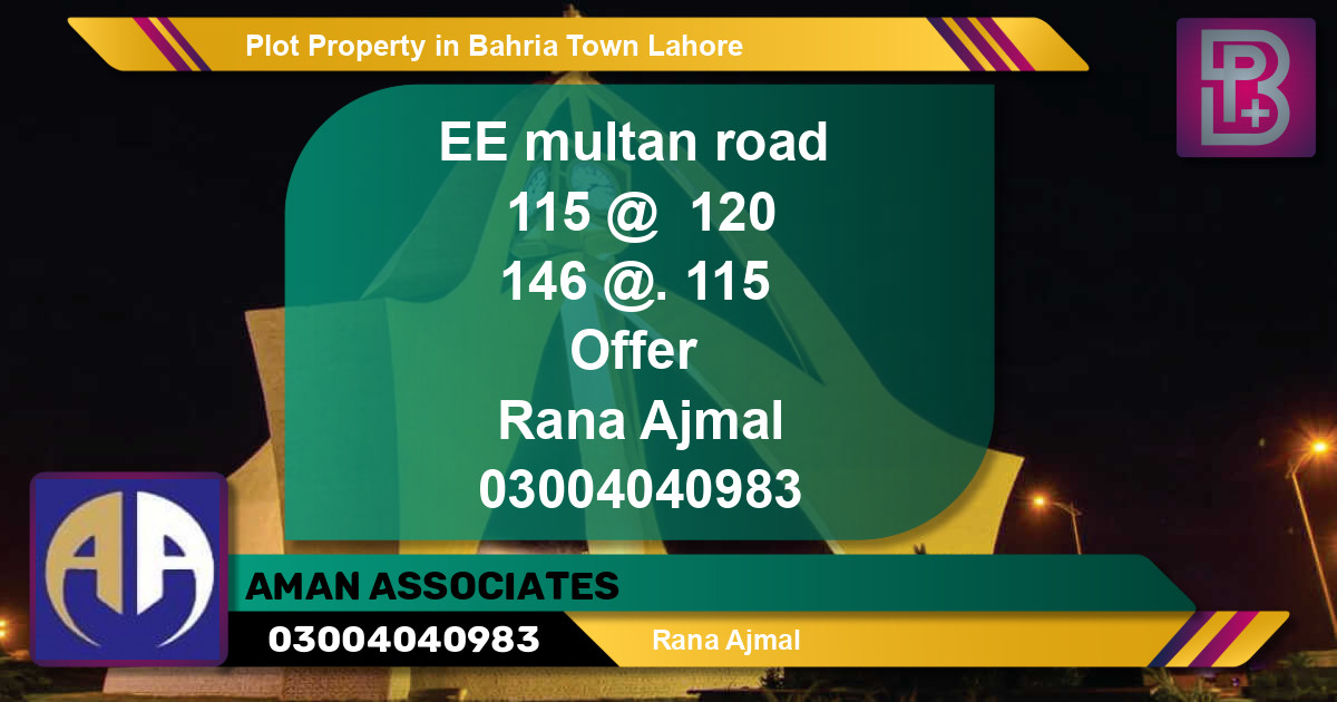 Residential Plot for Sale in Bahria Town, Lahore - (BP-54345)