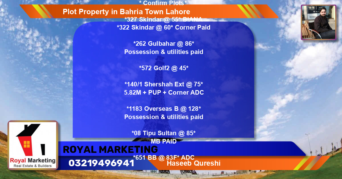 Residential Plot for Sale in Bahria Town, Lahore - (BP-54360)