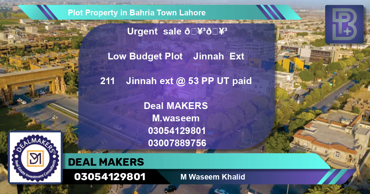 Residential Plot for Sale in Bahria Town, Lahore - (BP-54376)