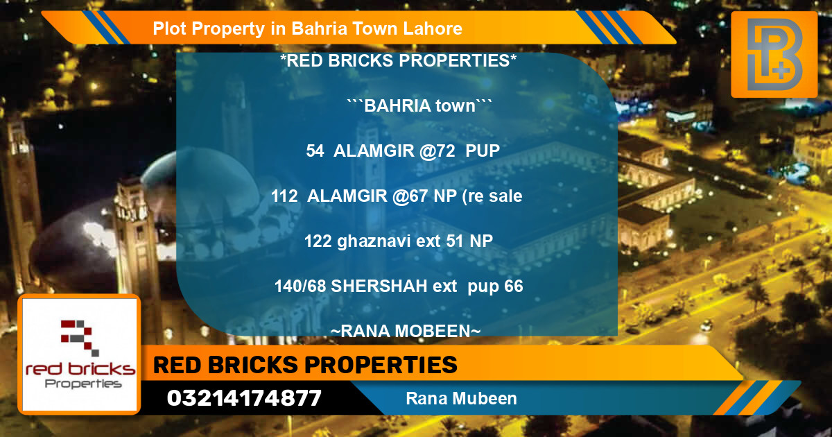 Residential Plot for Sale in Bahria Town, Lahore - (BP-54404)