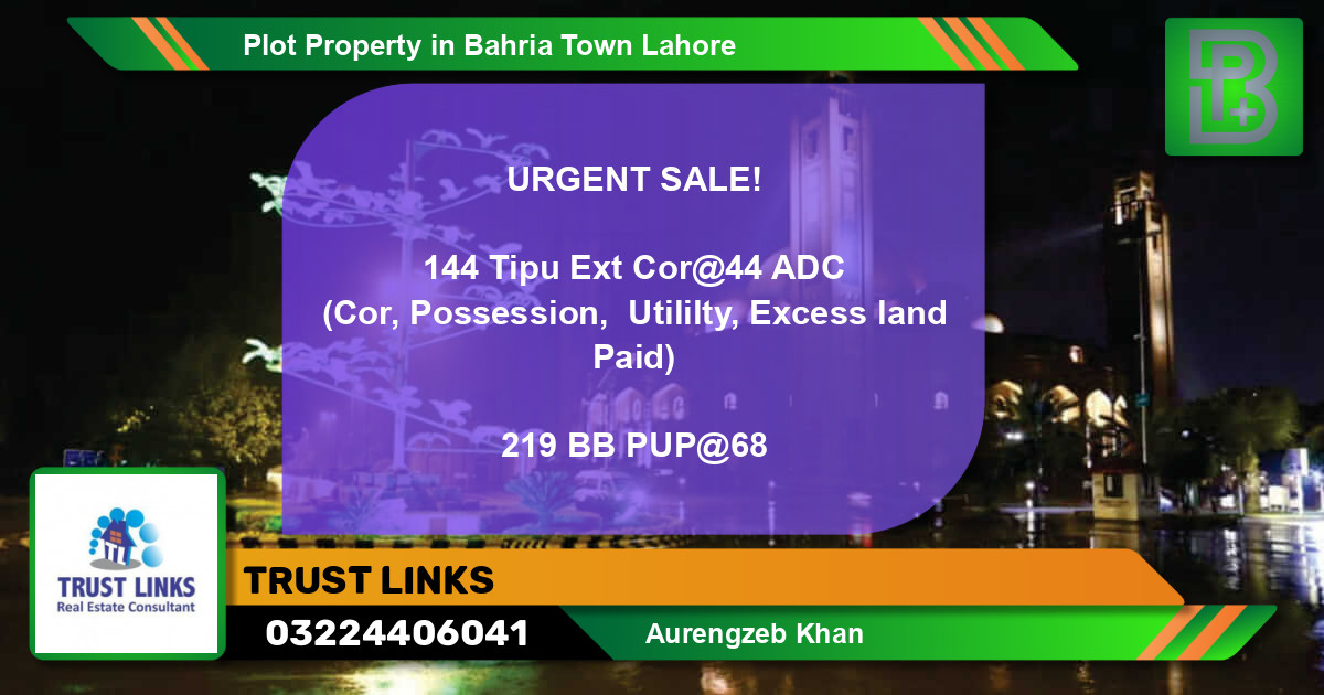 Residential Plot for Sale in Bahria Town, Lahore - (BP-54432)