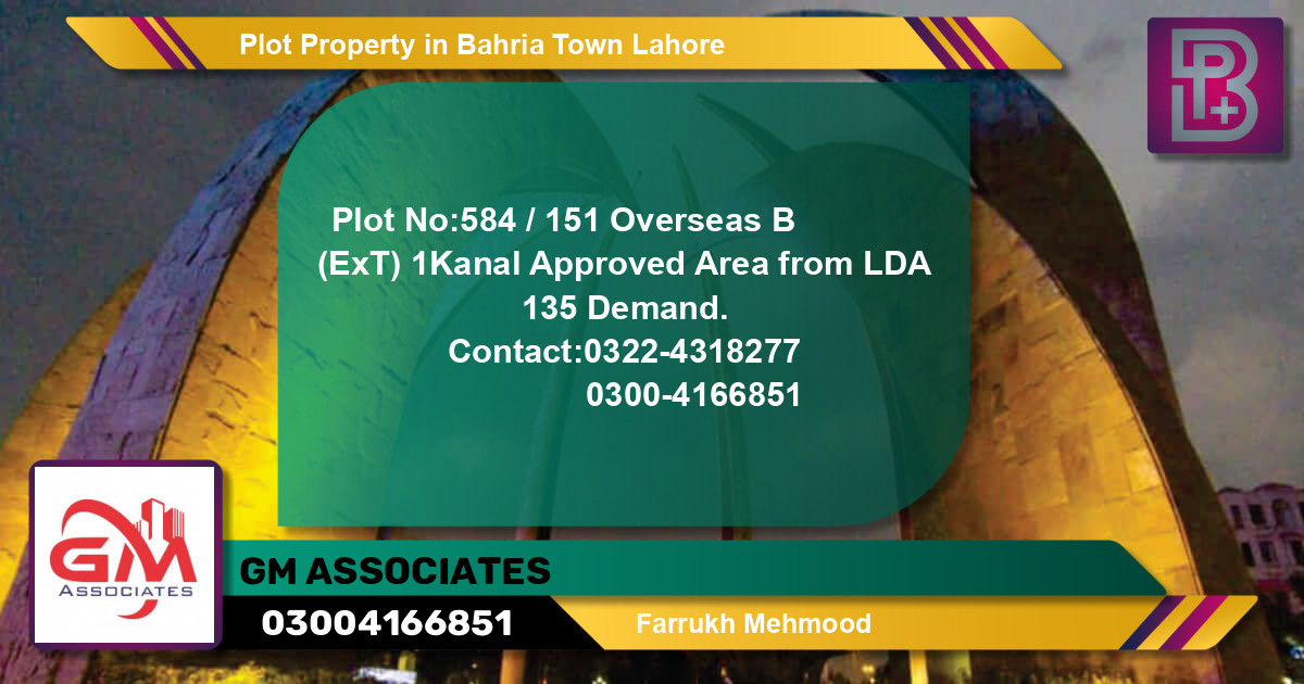 Residential Plot for Sale in Bahria Town, Lahore - (BP-54463)