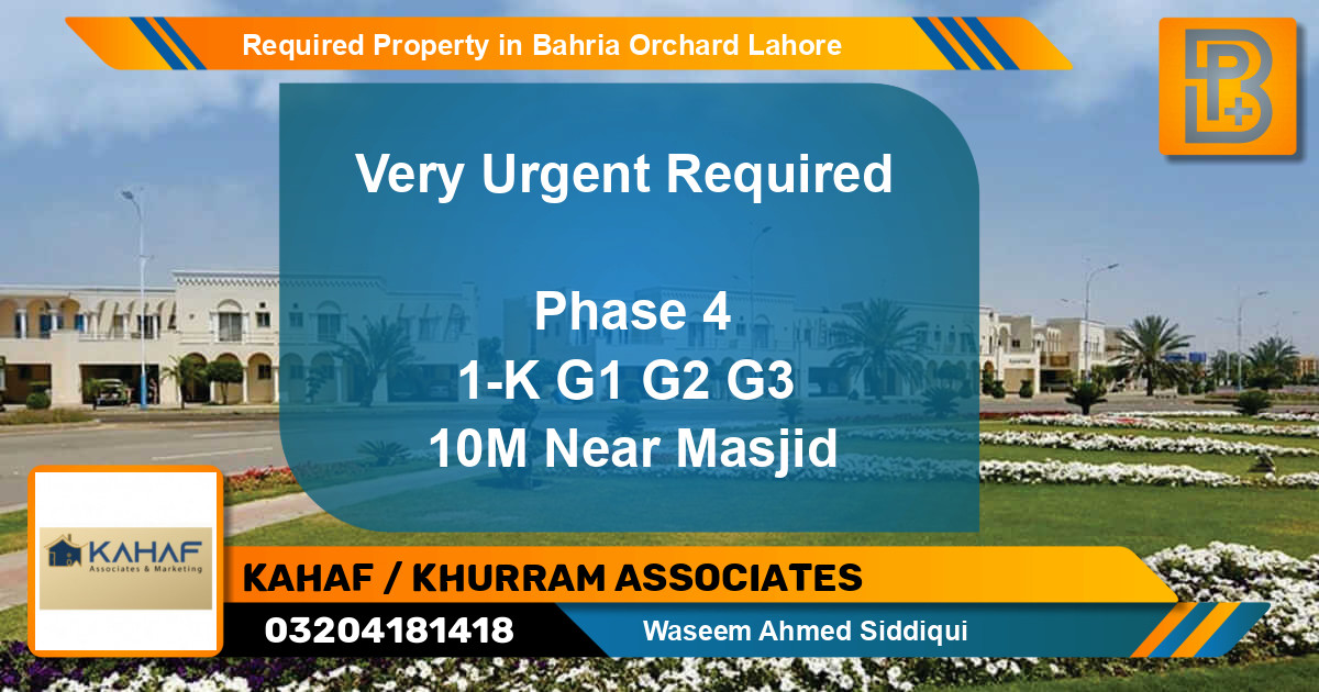 Required Residential Property in Bahria Orchard, Lahore - (BP-54476)