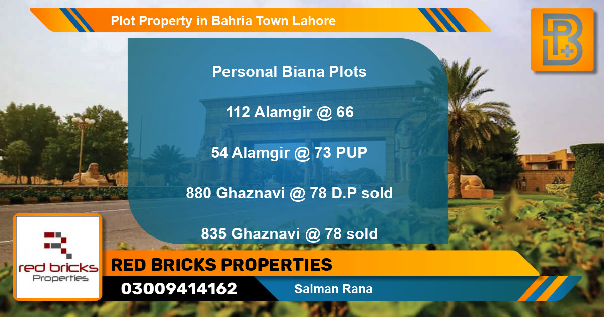 Residential Plot for Sale in Bahria Town, Lahore - (BP-54501)