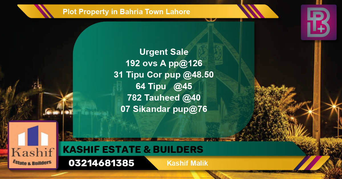 Residential Plot for Sale in Bahria Town, Lahore - (BP-54541)