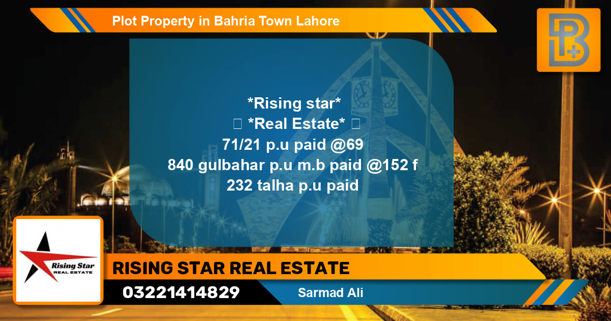 Residential Plot for Sale in Bahria Town, Lahore - (BP-54550)