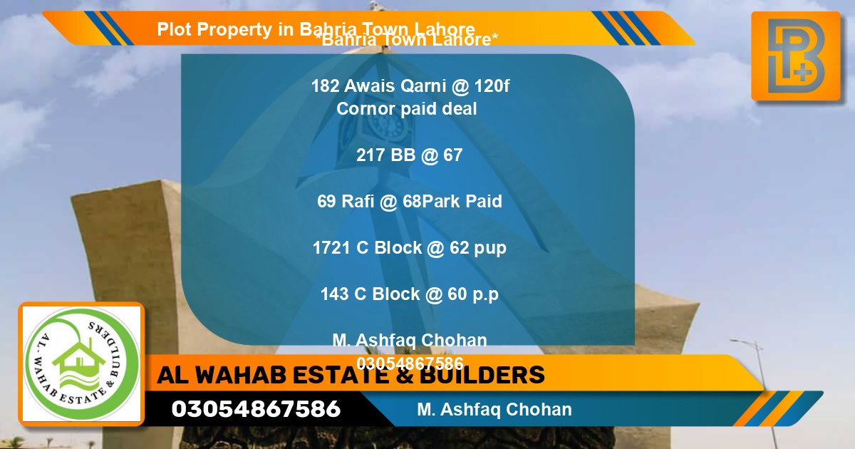 Residential Plot for Sale in Bahria Town, Lahore - (BP-54551)