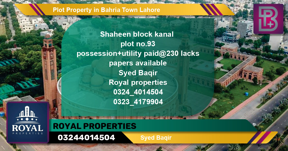 Residential Plot for Sale in Bahria Town, Lahore - (BP-54555)