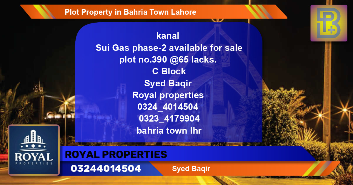 Residential Plot for Sale in Bahria Town, Lahore - (BP-54557)