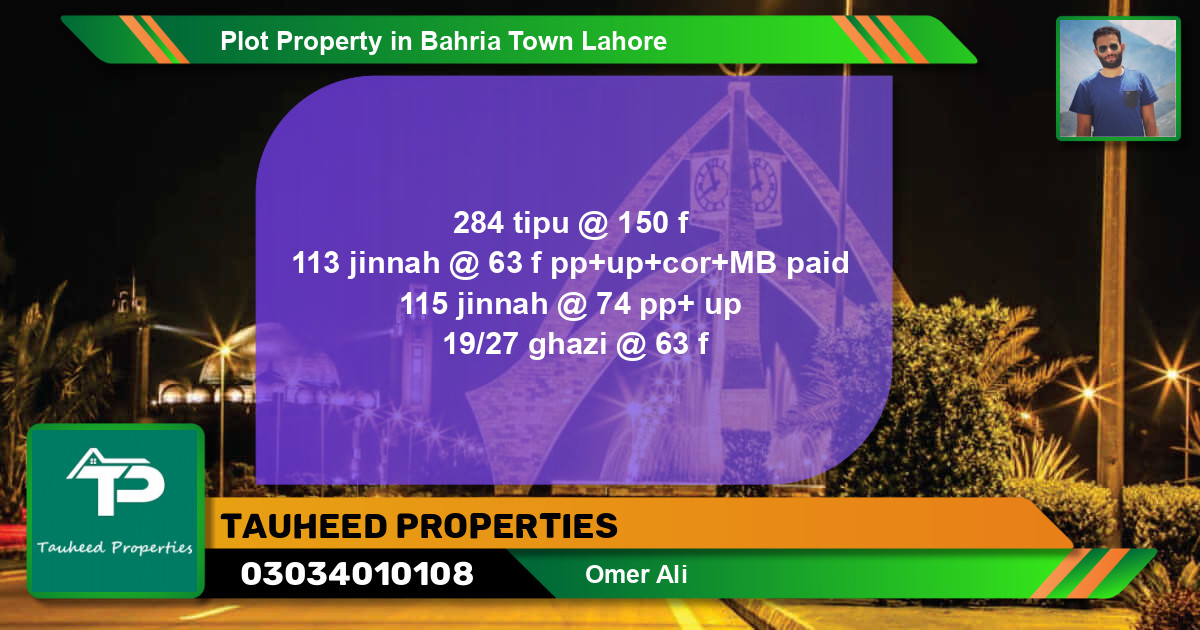 Residential Plot for Sale in Bahria Town, Lahore - (BP-54562)